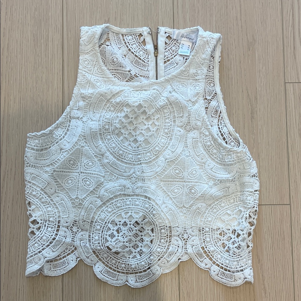 Revamped White Lace Crop Top